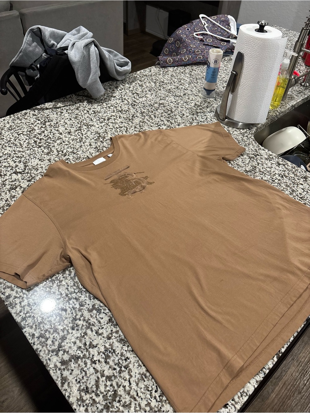 Burberry Men's Short-Sleeve Crewneck Tee| Brown | Large